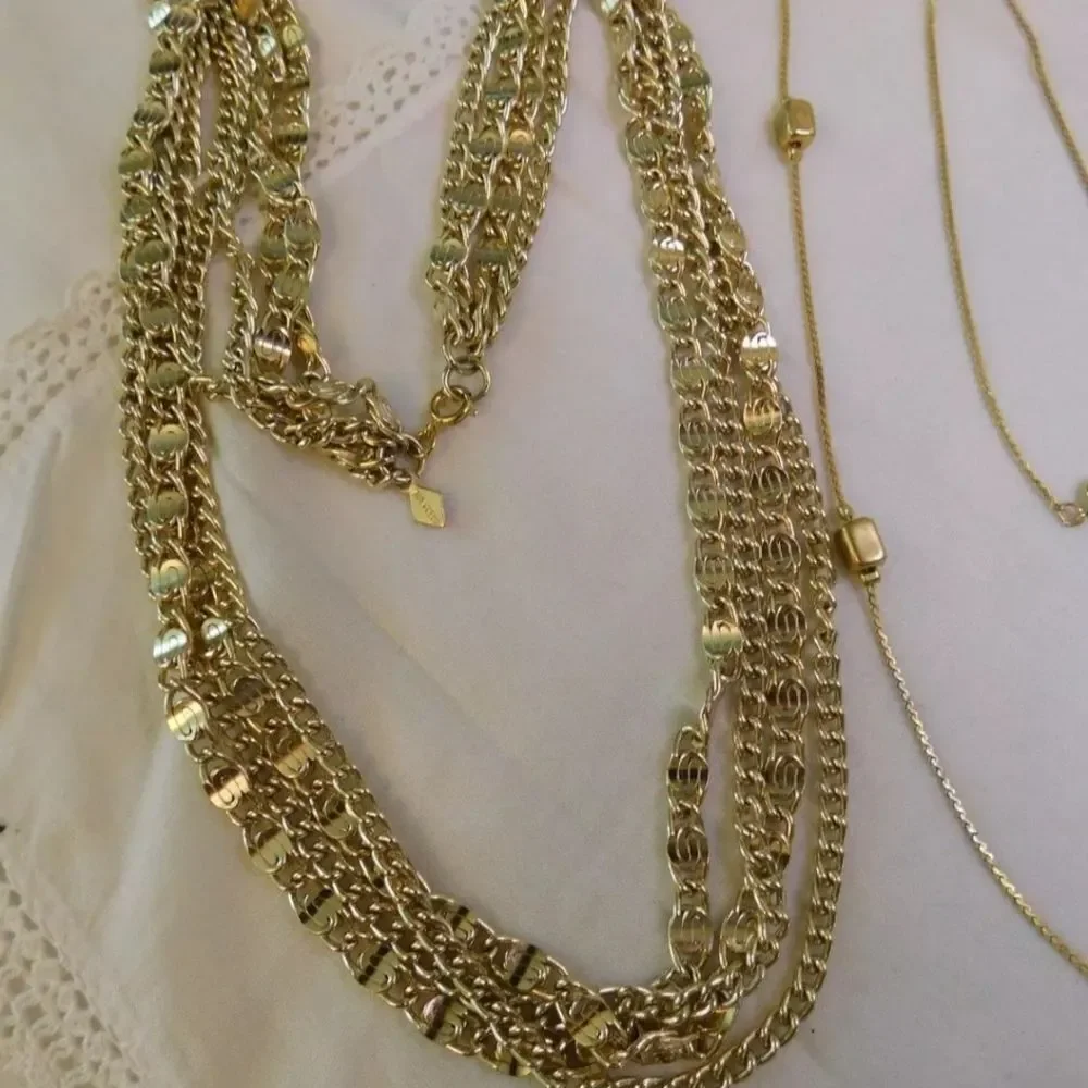 Designer Gold tone Chain Necklaces LOT of Four Chain Coventry Western Germany - Picture 6 of 10